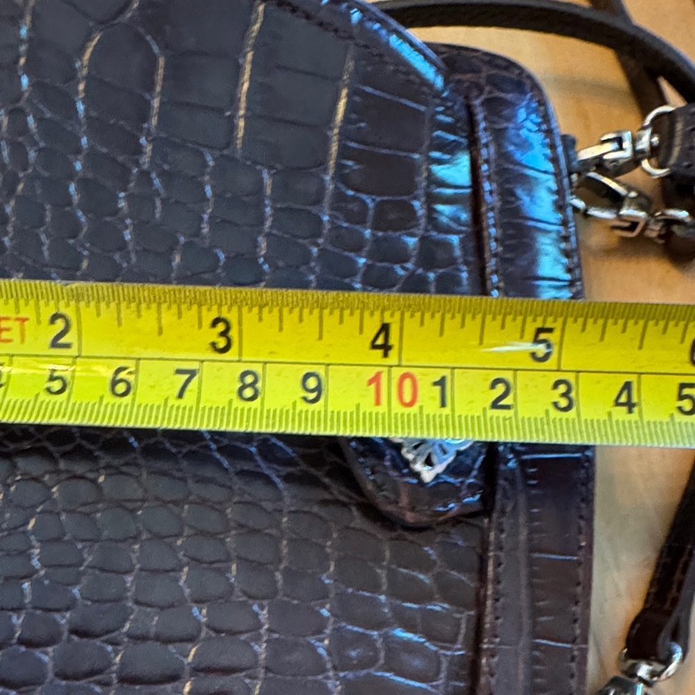 Brighton Mini Embossed Leather Bag in Dark Brown Purse Crossbody Handbag - Picture 9 of 9